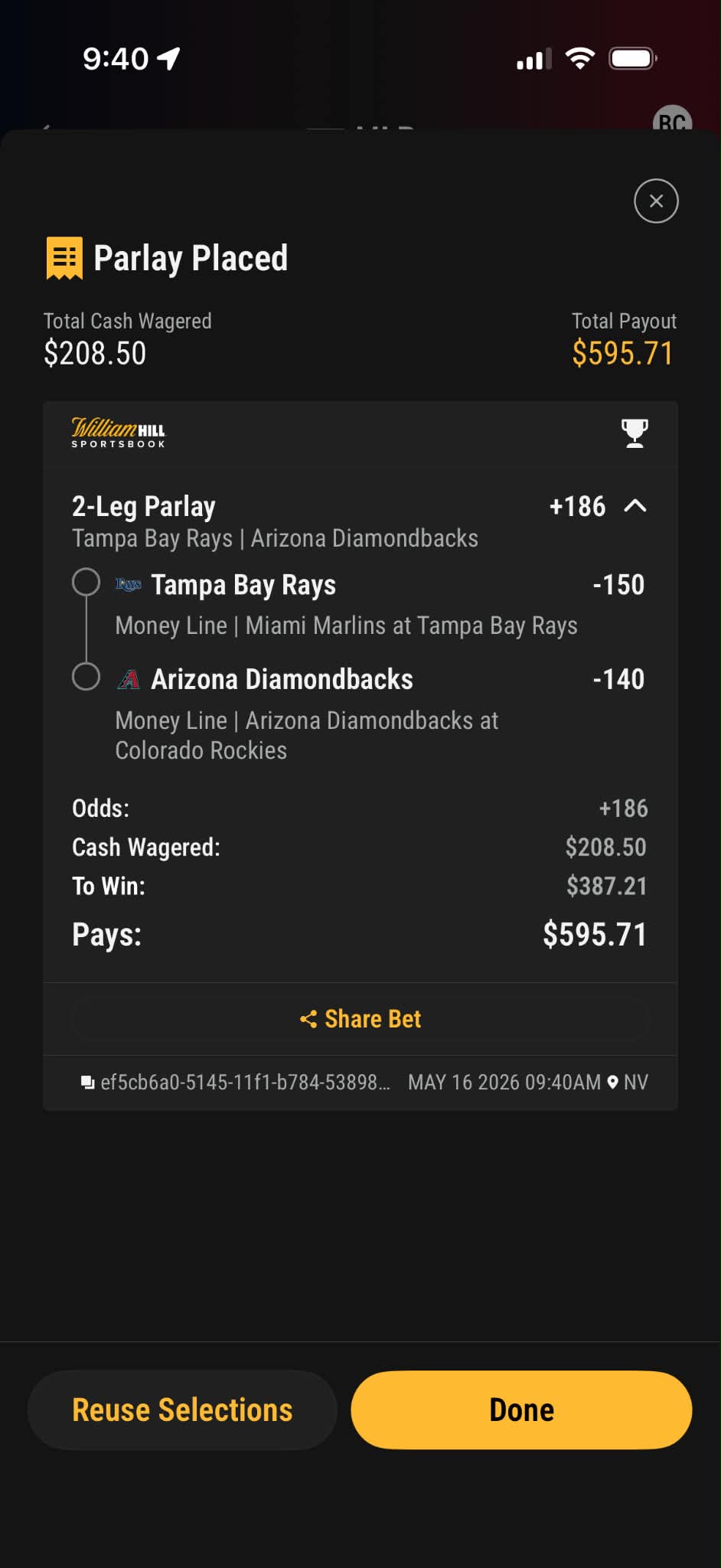 Betting slip — MAY-16