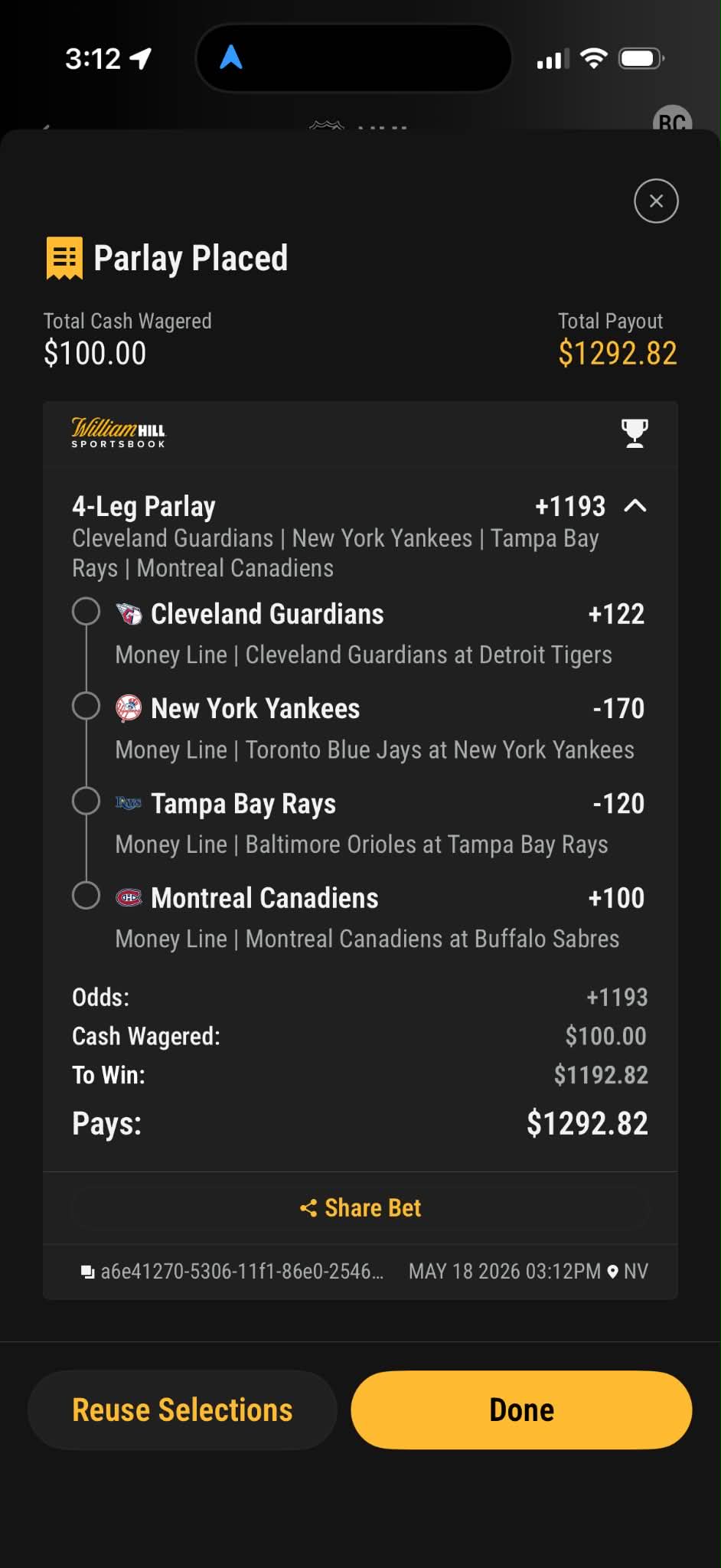 Betting slip — MAY-18