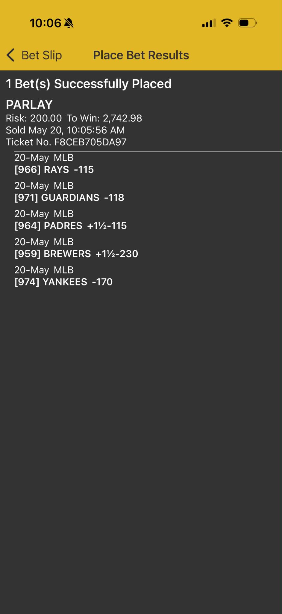Betting slip — MAY-20