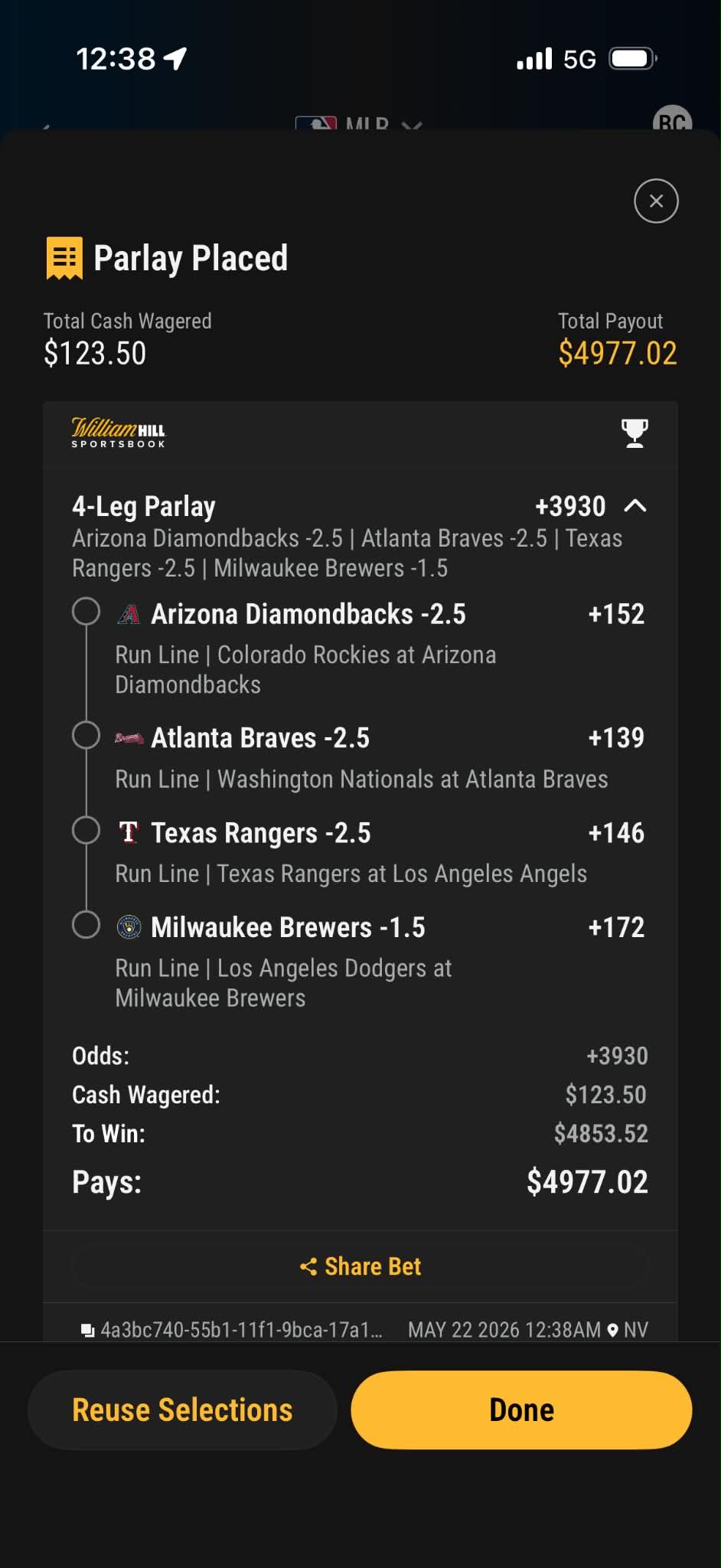 Betting slip — MAY-22-1