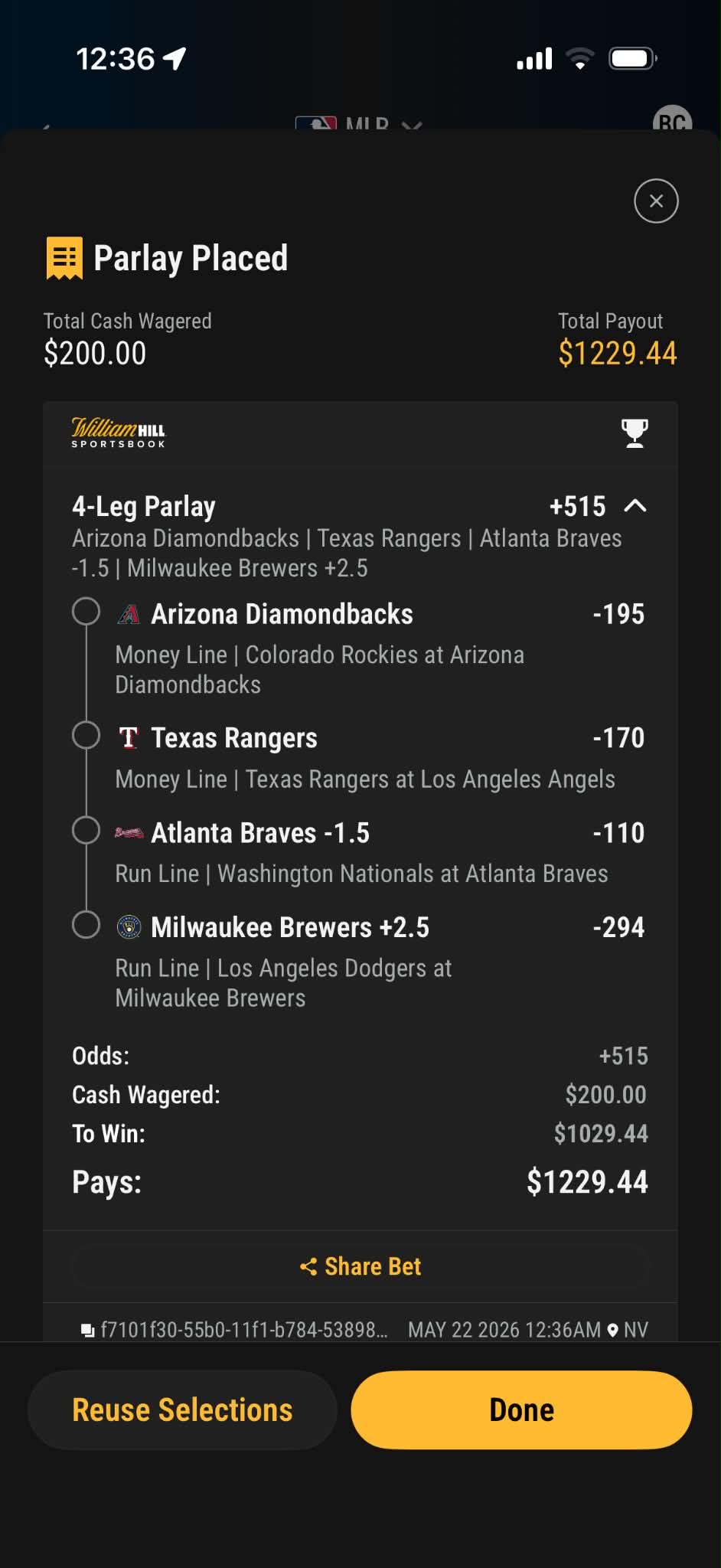Betting slip — MAY-22-2