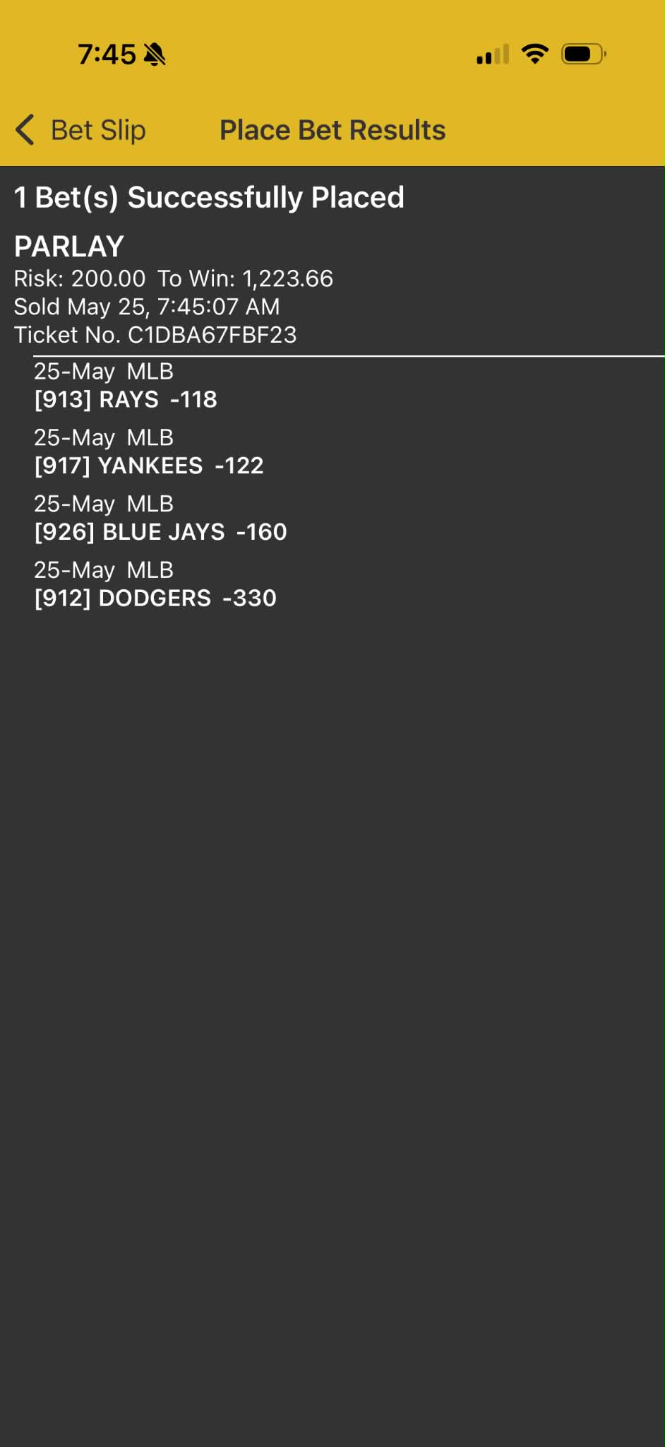 Betting slip — MAY-25-1