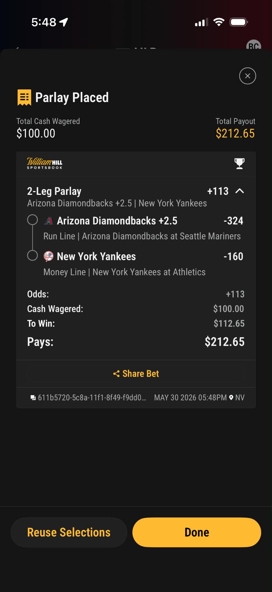 Betting slip — MAY-30-1